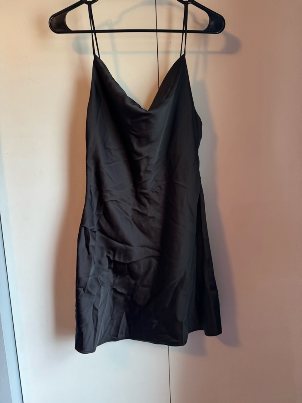 Urban Outfitters Black Satin Cowl Neck Slip Dress